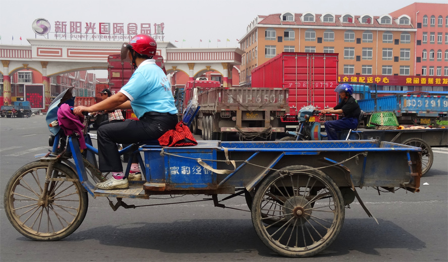 Ein Lastenfahrrad mit Elektroantrieb in Changzhou