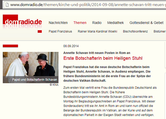 Schavan - Botschafterin beim Heiligen Stuhl