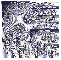 Rekursives Bild, Rekursionsstufe 5, das MOTIV besteht aus 3 Geraden