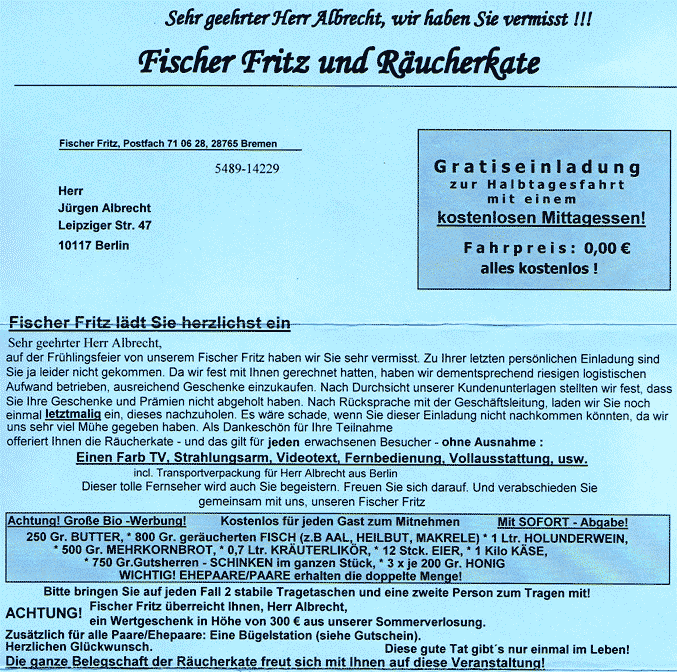 Einladung Fischers Fritz