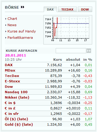 Börse am 28. Januar 2011