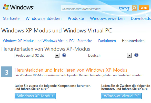 Windows XP-Modus, Download