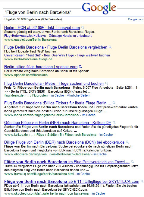 Flüge suchen mit Google