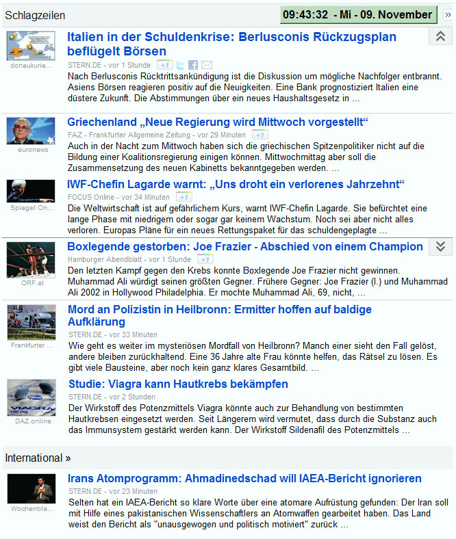 Schlagzeilen 9. November 2011