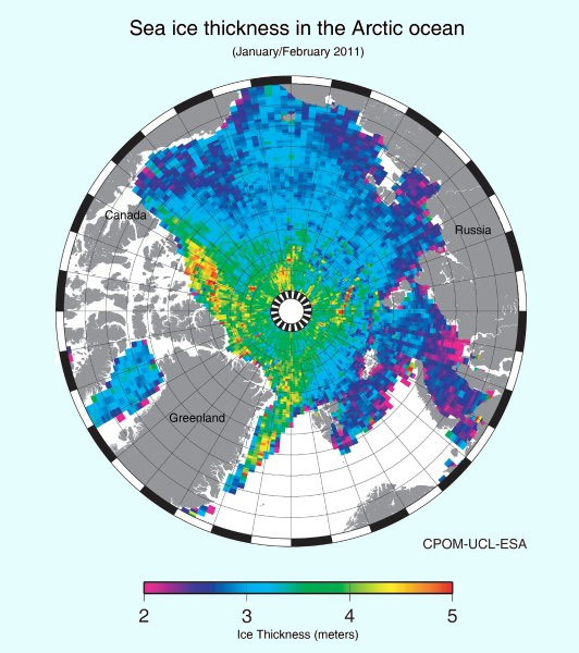 Eisdicke in der Arktis 2011