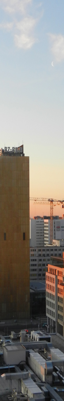Sunrise over Berlin with moon
