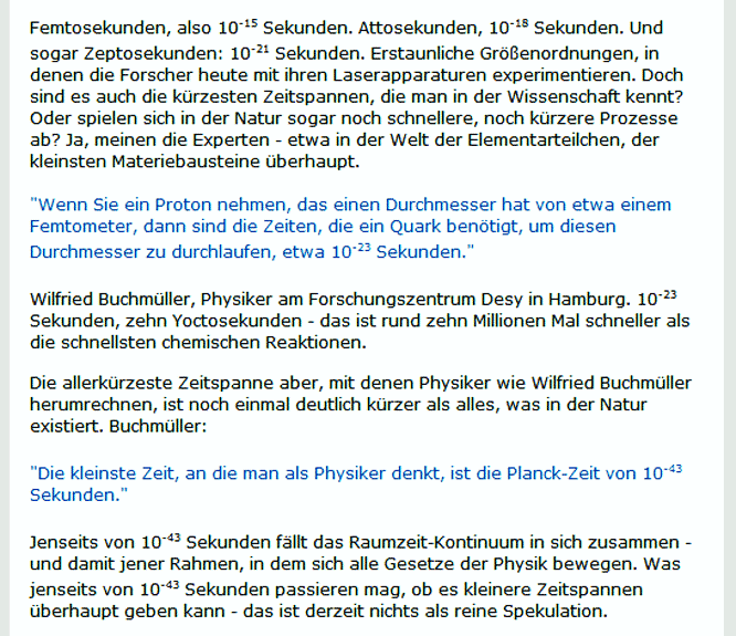 Die physikalisch kürzeste Zeit