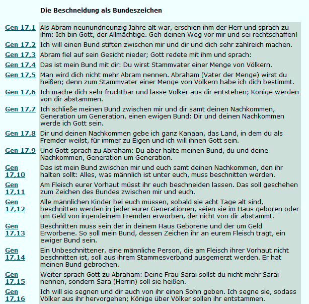 Genesis Kapitel 17, Bund durch Beschneidung