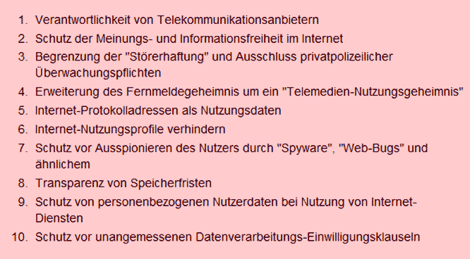 Piraten - Forderungen zur Internetfreiheit