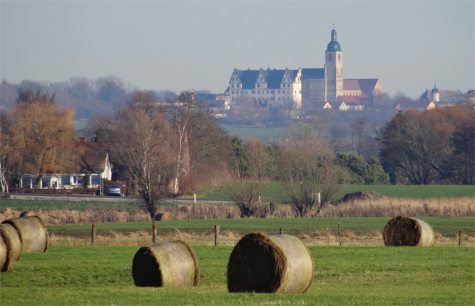 Schloss Leitzkau von der Elbe bei Dornburg aus gesehen