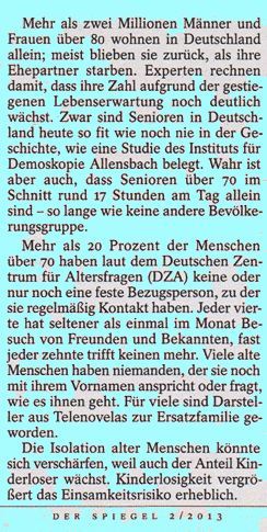 Einsamkeit der Alten