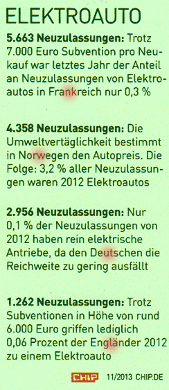 Elektroauto Neuzulassungen 2013