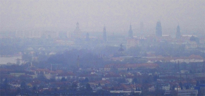 Sicht auf Dresden vom Spitzhaus aus, Radebeul