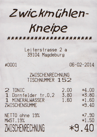 Rechnung Zwickmühle, Magdeburg