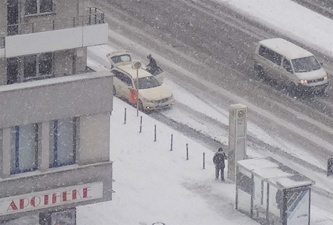 Schneetreiben, Leipziger Strasse, Berlin