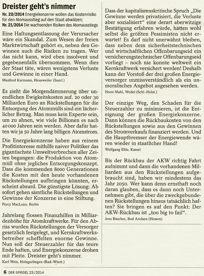 Sozialisierung der AKW-Risiken