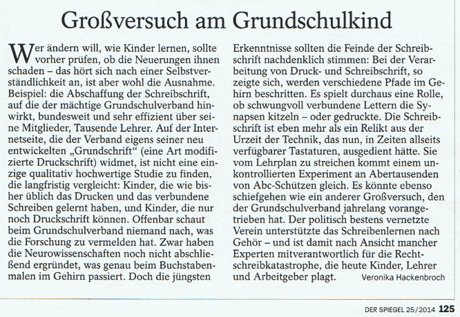 Gegen die Abschaffung der Schreibschrift