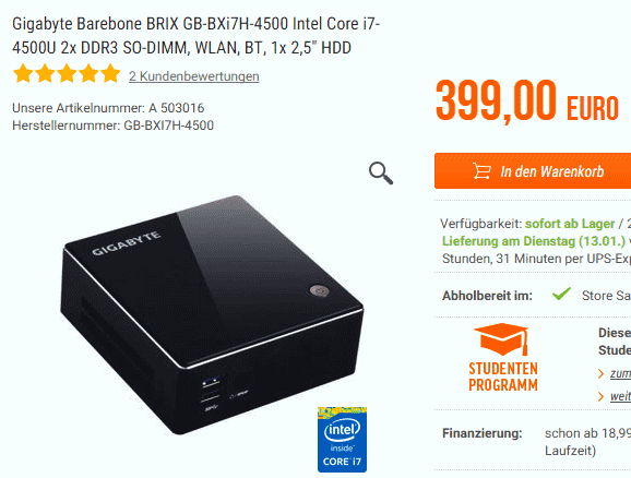 Mini-PC - BRIX GB-BXi7H-4500