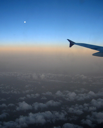 sunrise and moonset over the Iraq