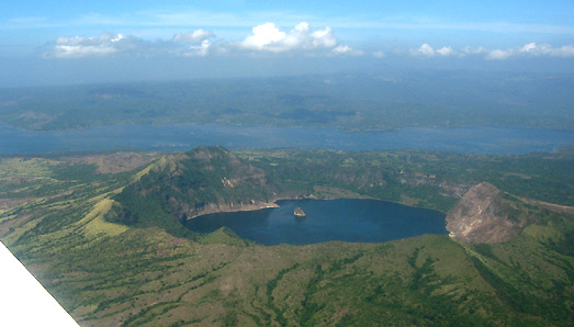 big crater into Lake Taal