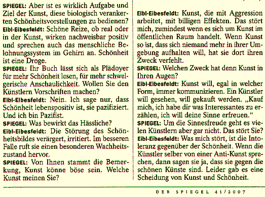 Eibl-Eibesfeldt über Kunst