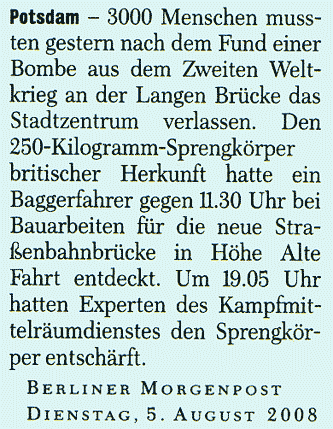 Bombe in Potsdam