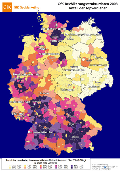Wo wohnen die Topverdiener in Deutschland