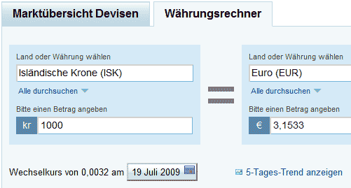 Isländische Kronen 2009