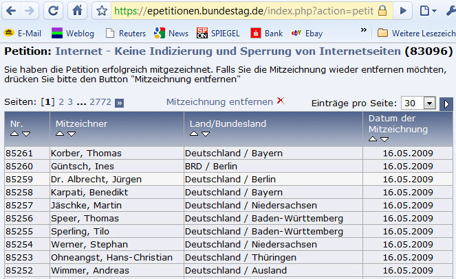Petition gegen Indizierung und ...