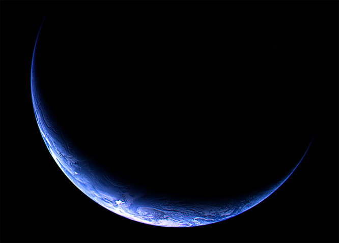 Crescent Earth from the Departing Rosetta Spacecraft