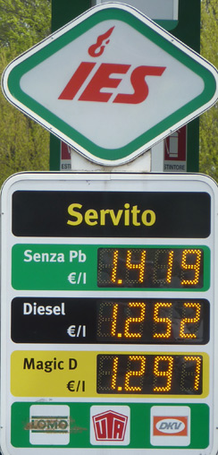 Benzinpreis Nähe Verona/Italien - 05.04.2010