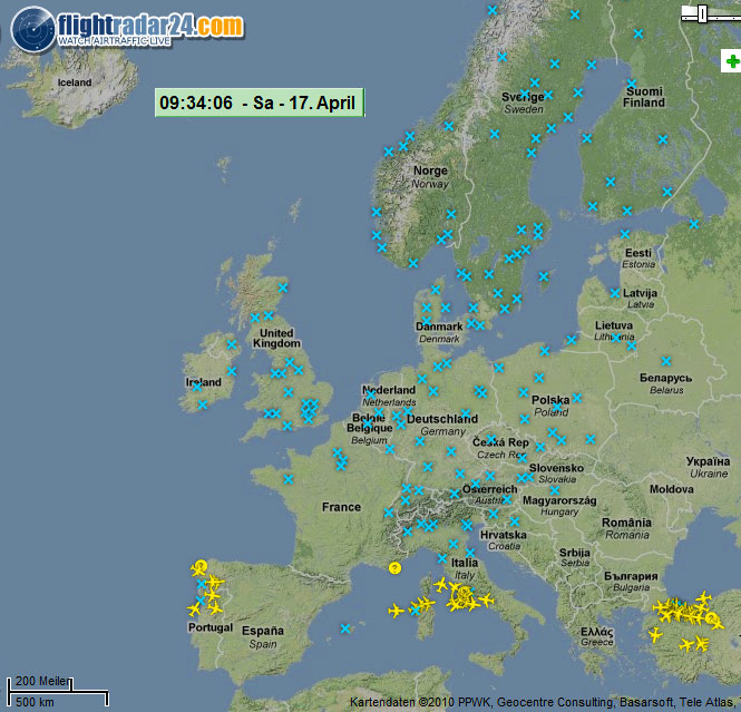 Kein Flugverkehr über Europa