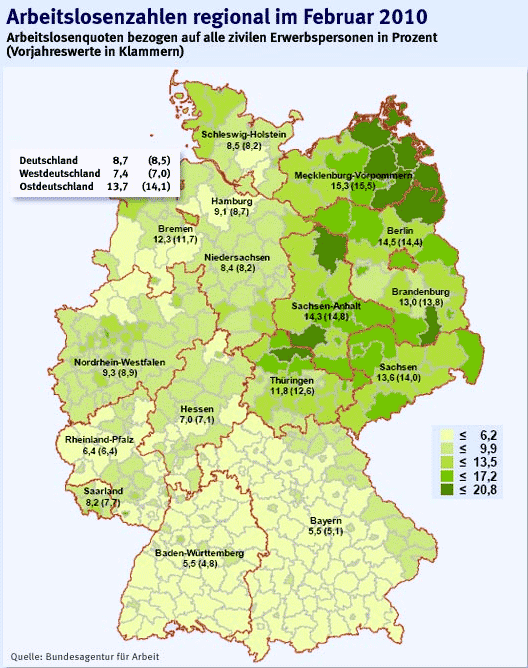 Arbeitslos im Februar 2010